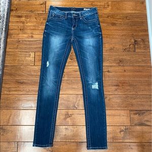 Dear John Joyrich Midrise Distressed Comfort Skinny Jeans. Size 27